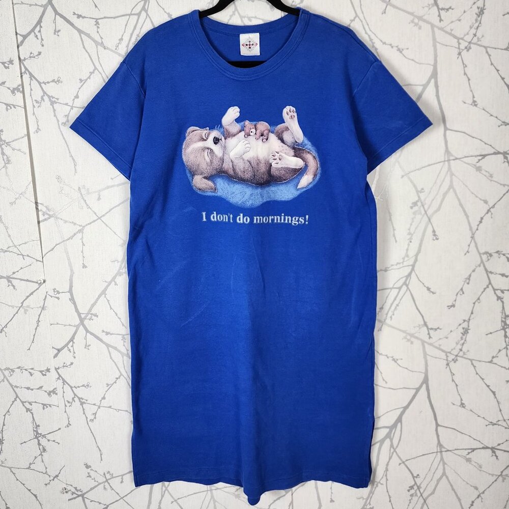 Easy Wear Blue Puppy Graphic Crewneck T-Shirt Dress